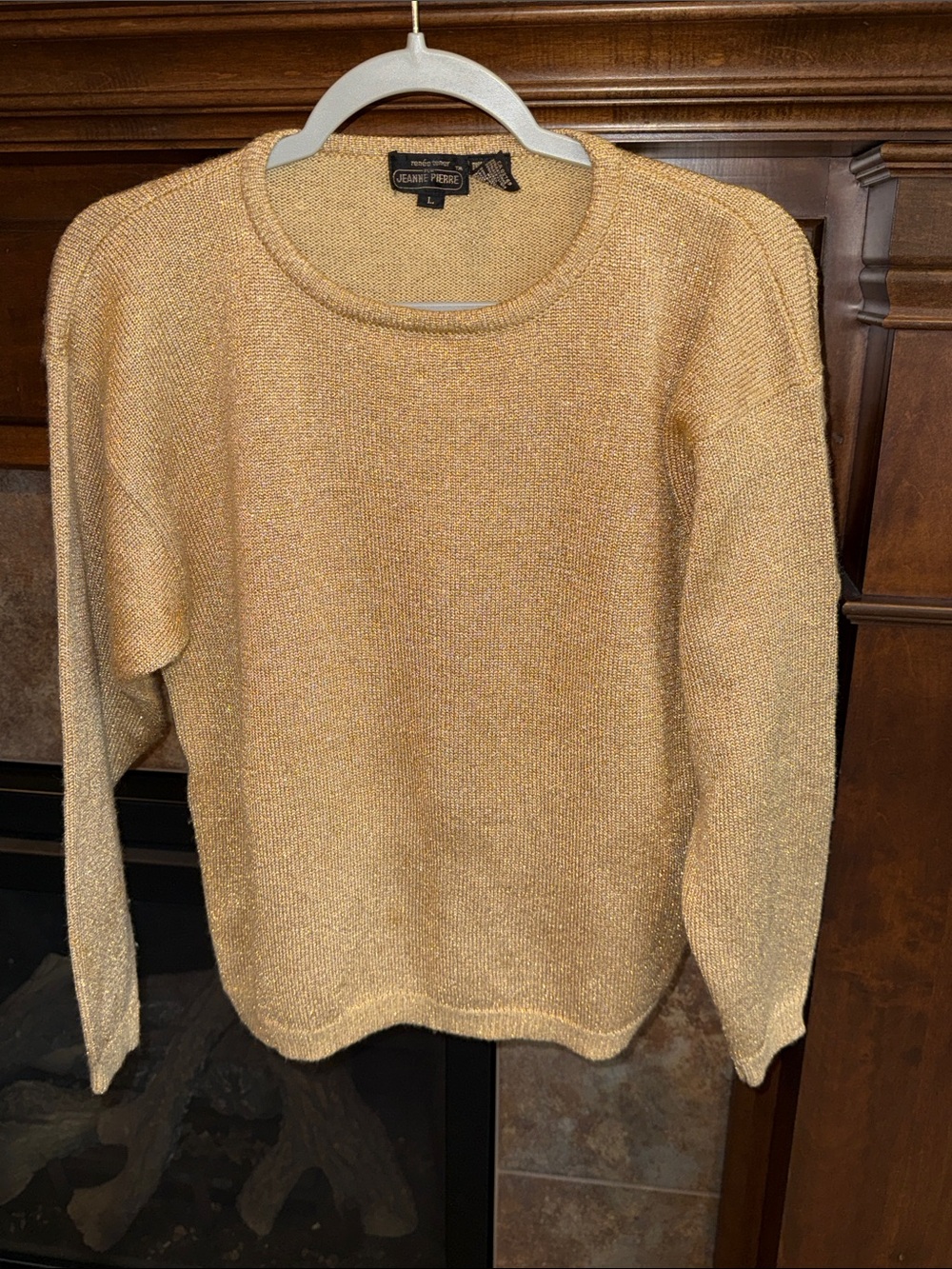Vintageq 80s Renee Tener for Jeanne Pierre Gold Metallic Lambswool Angora Sweate